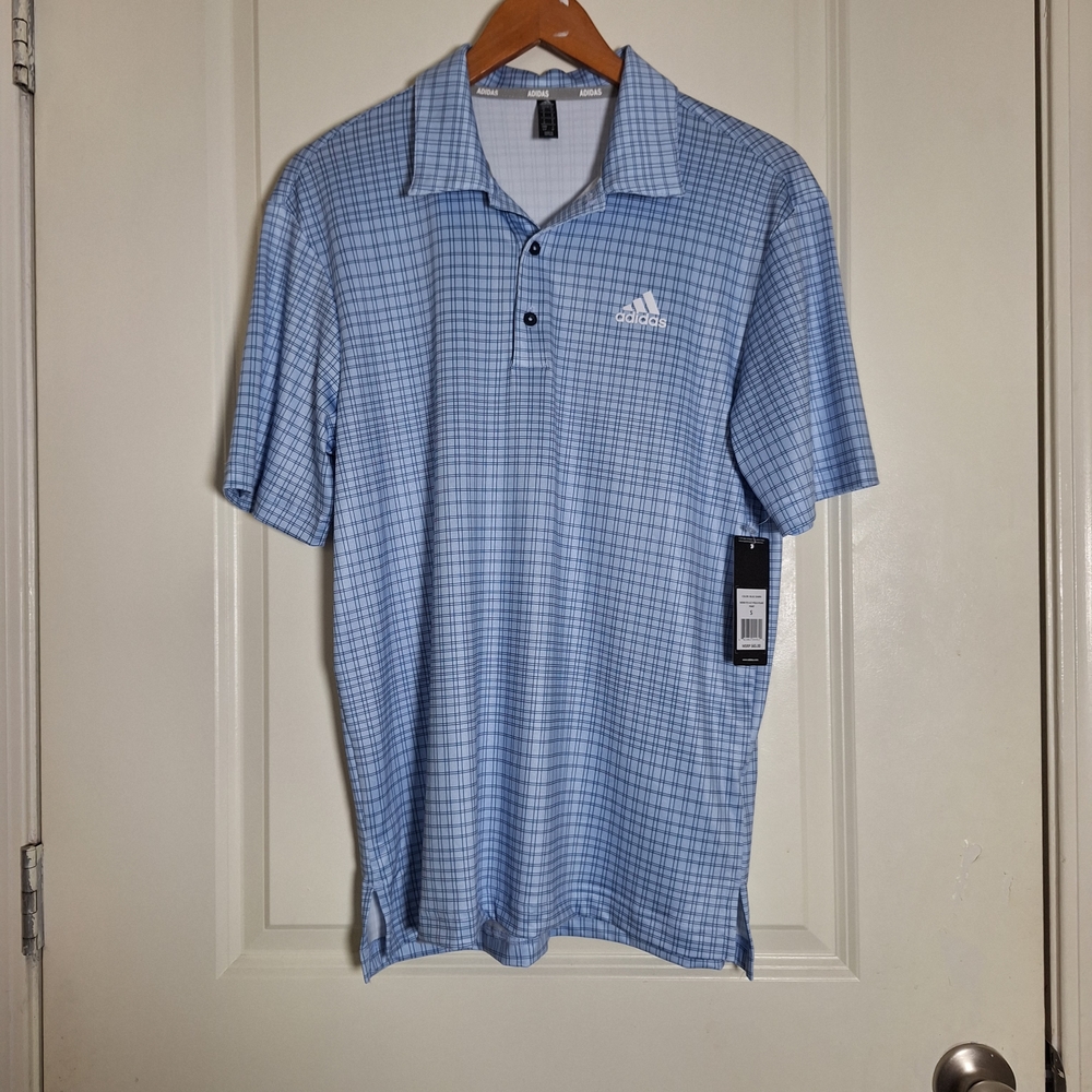 NWT Adidas P/S ULT Blue  Short Sleeve Golf Polo Shirt UPF 50+  Size Medium
